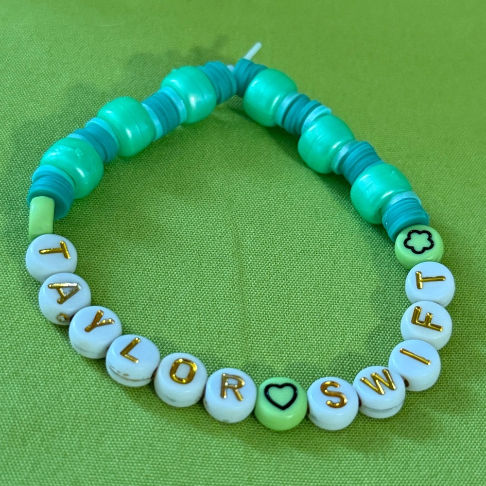 Handmade Taylor Swift Inspired Bracelet - Green Gold Beads Debut